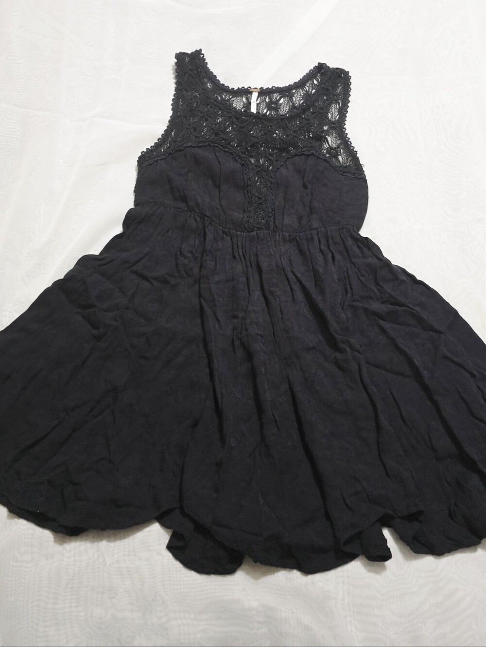Free People Sleeveless Lace Accent Mini Dress Black